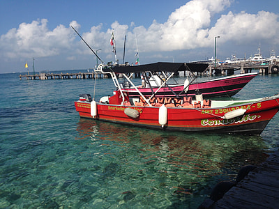 red motorboat in sea thumbnail