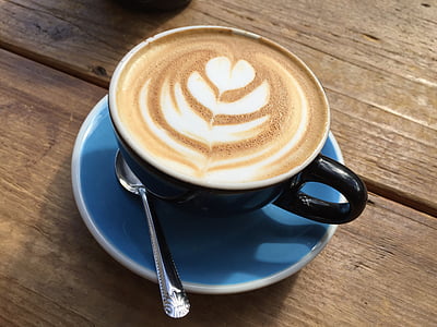 coffee in blue ceramic mug thumbnail