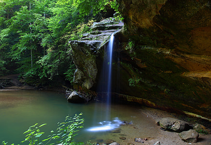 waterfall surrounding tree during daytime thumbnail