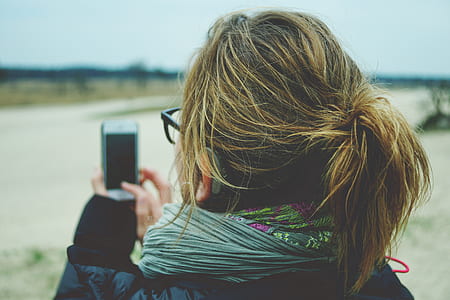 person, woman, iphone, smartphone thumbnail