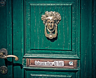 close-up photo of closed green wooden door thumbnail