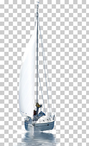 Sailing Yawl, Sailing boat, white and gray boat illustration PNG clipart