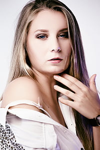 portrait photography of woman in white top] thumbnail