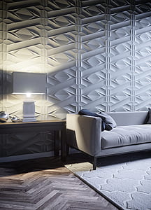 gray fabric sofa near table lamp inside room thumbnail
