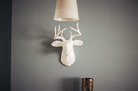 paper deer head decor hanged on wall thumbnail