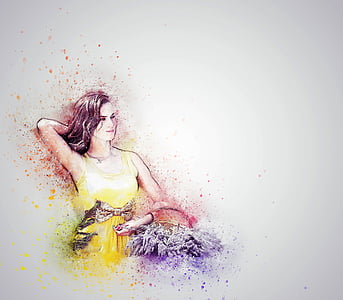 woman in yellow sleeveless dress painting thumbnail