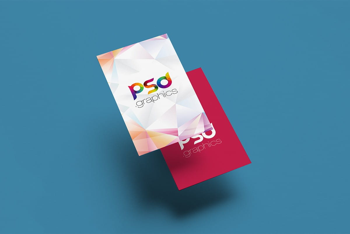 Floating Vertical Business Card Mockup PSD psd file