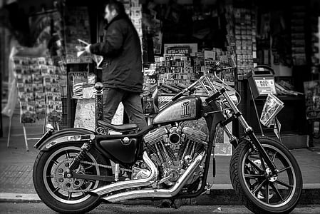 grayscale photo of cruiser motorcycle thumbnail