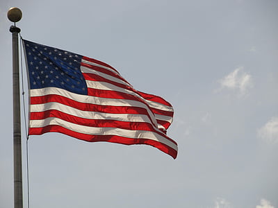 U.S.A flag at blue hour thumbnail