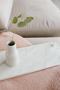 Marble white tray with silver handles thumbnail