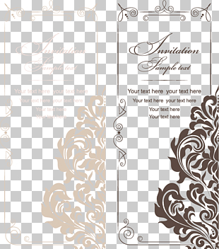 Wedding invitation, European and American vintage style wedding invitations pattern, brown and beige text invatation screenshot PNG clipart