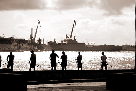 silhouette of person fishing on body of water thumbnail