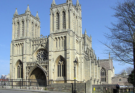West front of Bristol Cathedral in England thumbnail