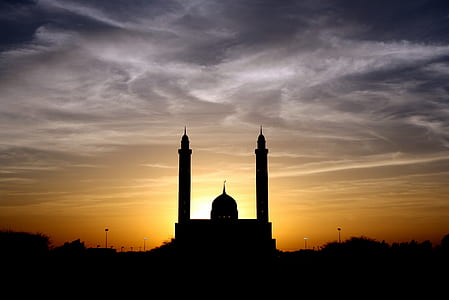 Silhouette of Mosque Below Cloudy Sky during Daytime thumbnail