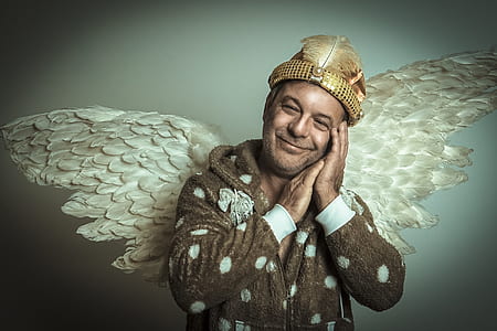 man wearing wings costume thumbnail