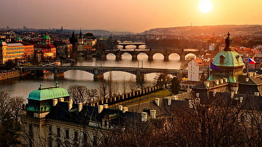 buildings and bridges during sunset thumbnail