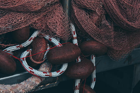 photo of brown fishing net with floaters thumbnail