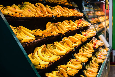bananas on fruit store rack thumbnail