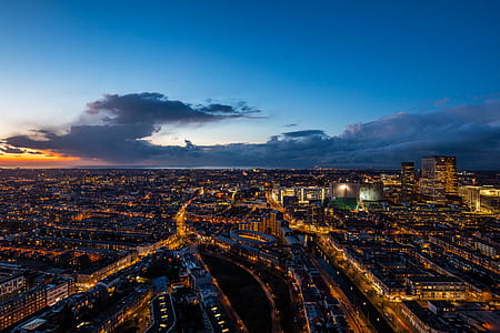 aerial view of city with lights thumbnail