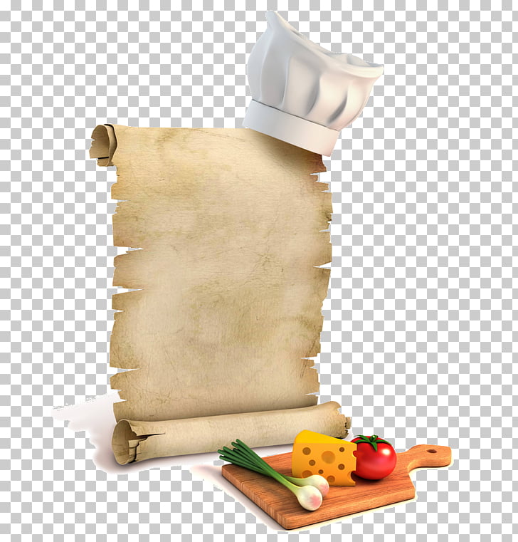 Chefs uniform Menu Cooking Stock photography, Chef hat on kraft paper, beige scroll and white hat illustration PNG clipart