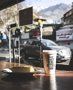 cake and a cup of coffee on table thumbnail