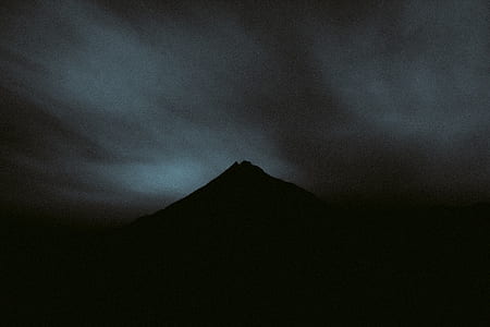 mountain, volcano, rock, silhouette, dark thumbnail