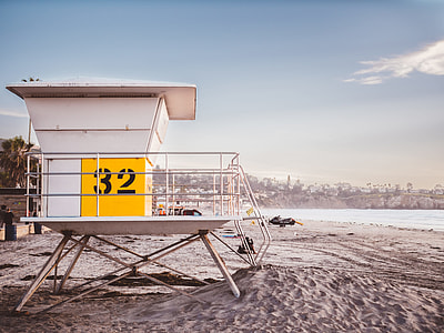 lifeguard station on seashore thumbnail