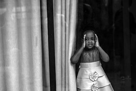 Monochrome Photography of a Girl Wearing Dress thumbnail