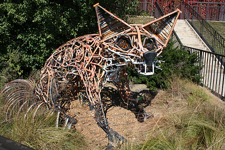 photo of brown and gray metal fox freestanding decor thumbnail