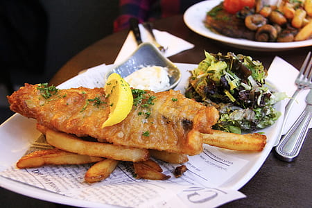 fish fillet and fries on plate thumbnail