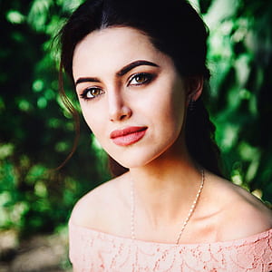 woman wearing pink floral off-shoulder top thumbnail