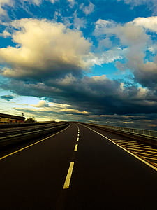 road, sunset, clouds, street thumbnail