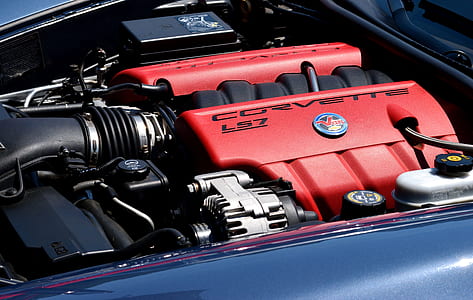 red and black Corvette LS7 engine thumbnail