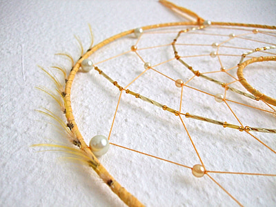 yellow dreamcatcher on white surface thumbnail