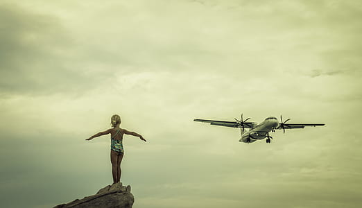 beach, rock, diving, girl thumbnail
