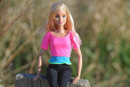 selective focus photography of Barbie doll in pink shirt thumbnail