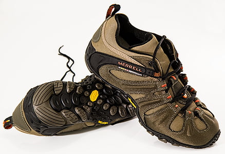 pair of brown-and-black Merrel shoes thumbnail