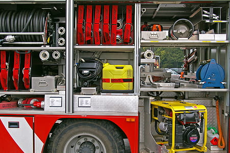 firetruck with portable generator and hoses thumbnail