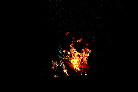 red and blue flames during night thumbnail