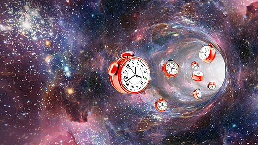 round white and red twin-bell alarm clock wallpaper thumbnail