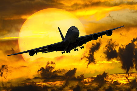 white airplane during sunset thumbnail