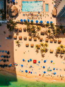 aerial photography of pool restort thumbnail