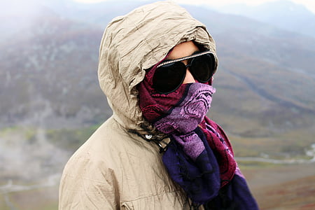 person wearing sunglasses and overall coat thumbnail