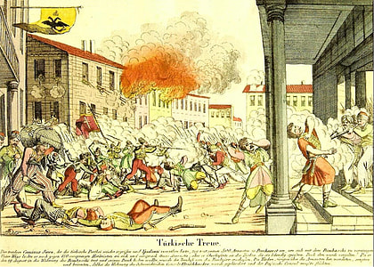 Ottoman Massacre of Greek Irregulars in 1821 in Bucharest, Romania thumbnail