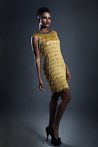 woman in yellow sleeveless dress thumbnail