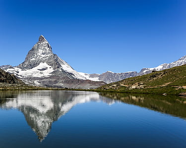body of water overlooking mountain range thumbnail