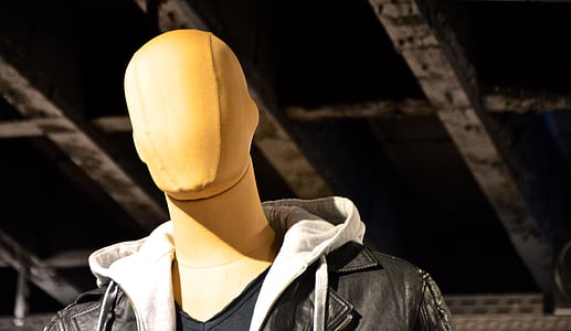 brown mannequin with black leather jacket thumbnail