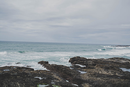 Sea waves about to crash on shore thumbnail