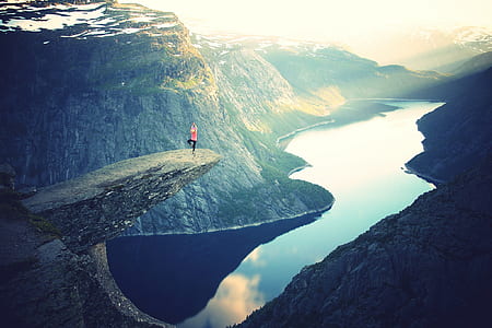 mountains, person, woman, relaxation thumbnail