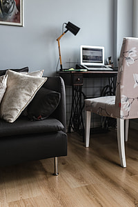 Stylish workplace with computer at home thumbnail